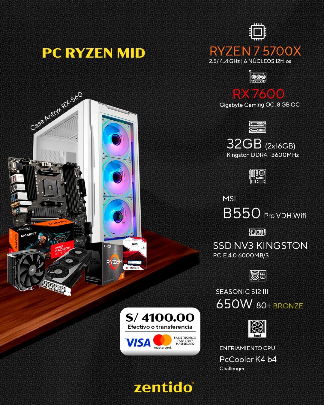 PC Ryzen Mid | Ryzen 7 5700x + RX 7600 8GB
