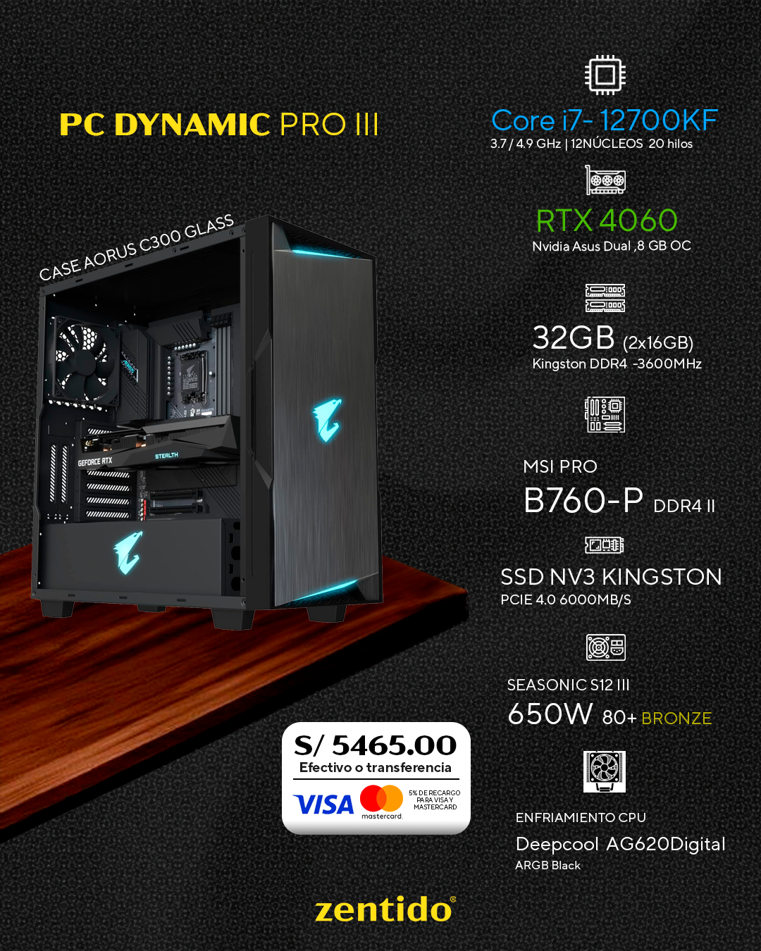 PC Dynamic Pro III | Core i7 12700KF + RTX 4060 8GB